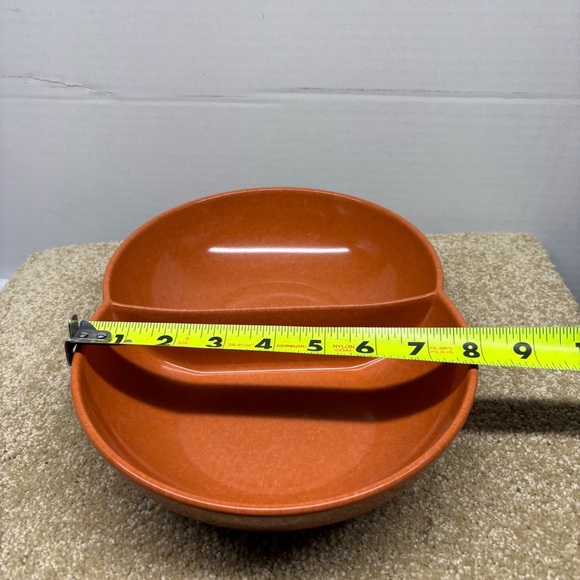 MCM Color-Flyte Burnt Orange Double Bubble Divided Serving Bowl 10.5” Branchell - Picture 8 of 9